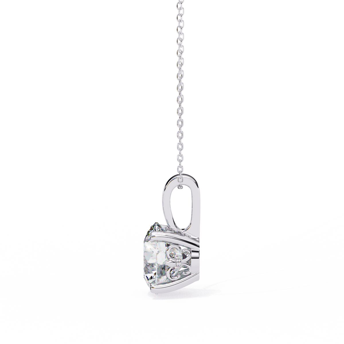 Reverra 14K Round Diamond Solitaire Pendant Necklace, CTTW-3.01