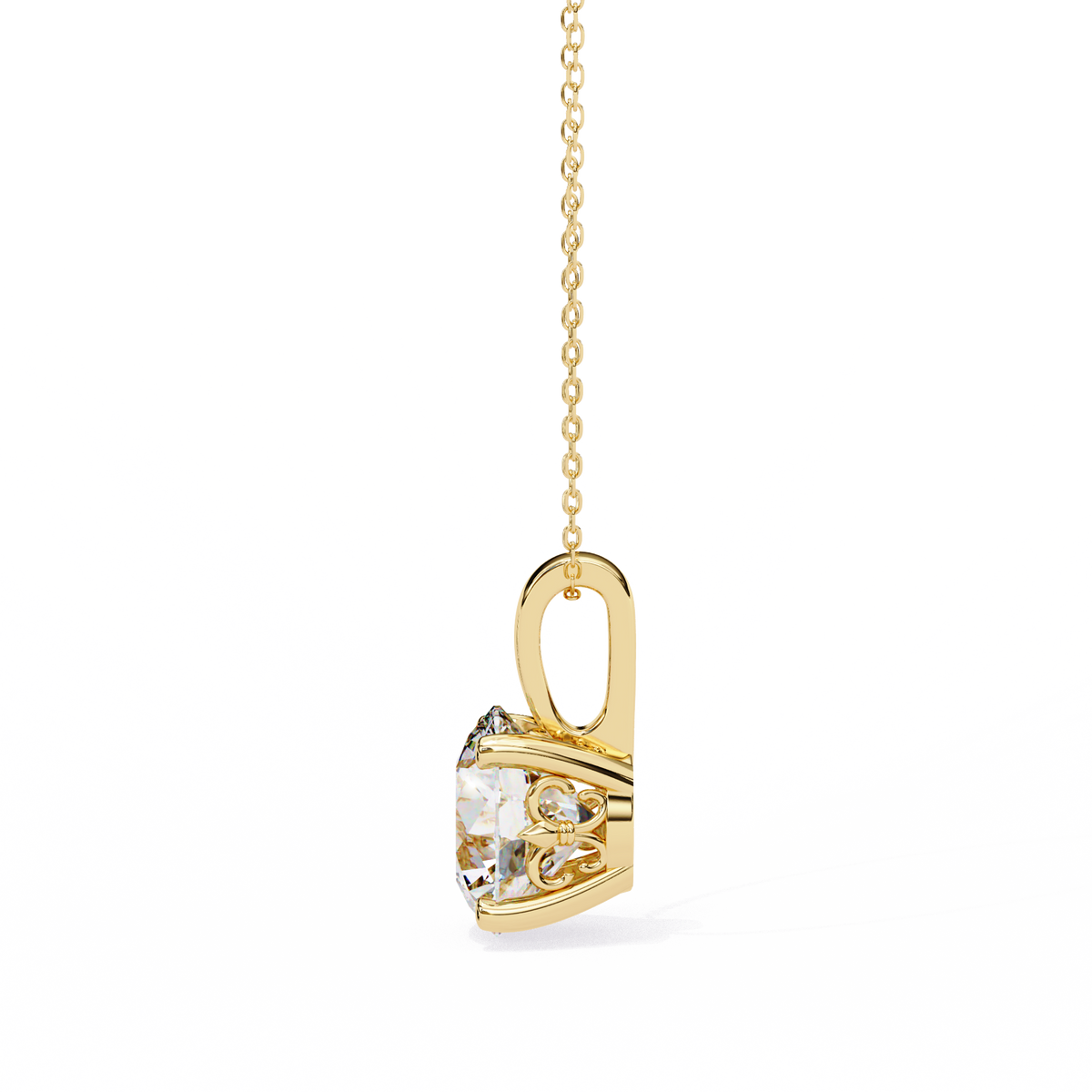 Reverra 14K Round Diamond Solitaire Pendant Necklace, CTTW-3.01