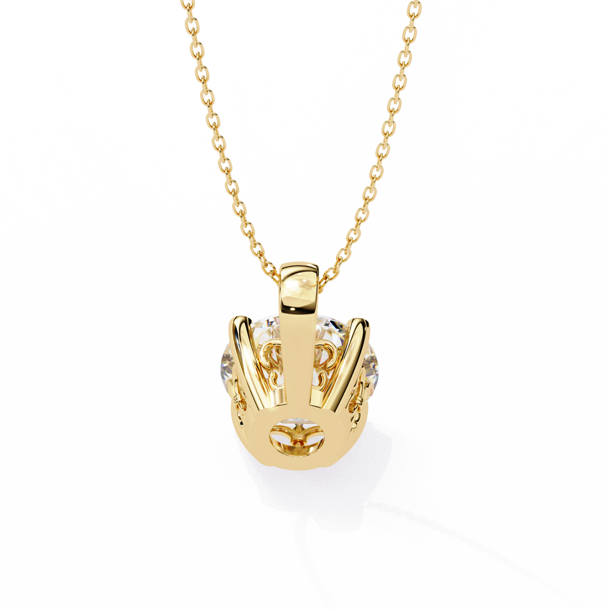 Reverra 14K Round Diamond Solitaire Pendant Necklace, CTTW-3.01