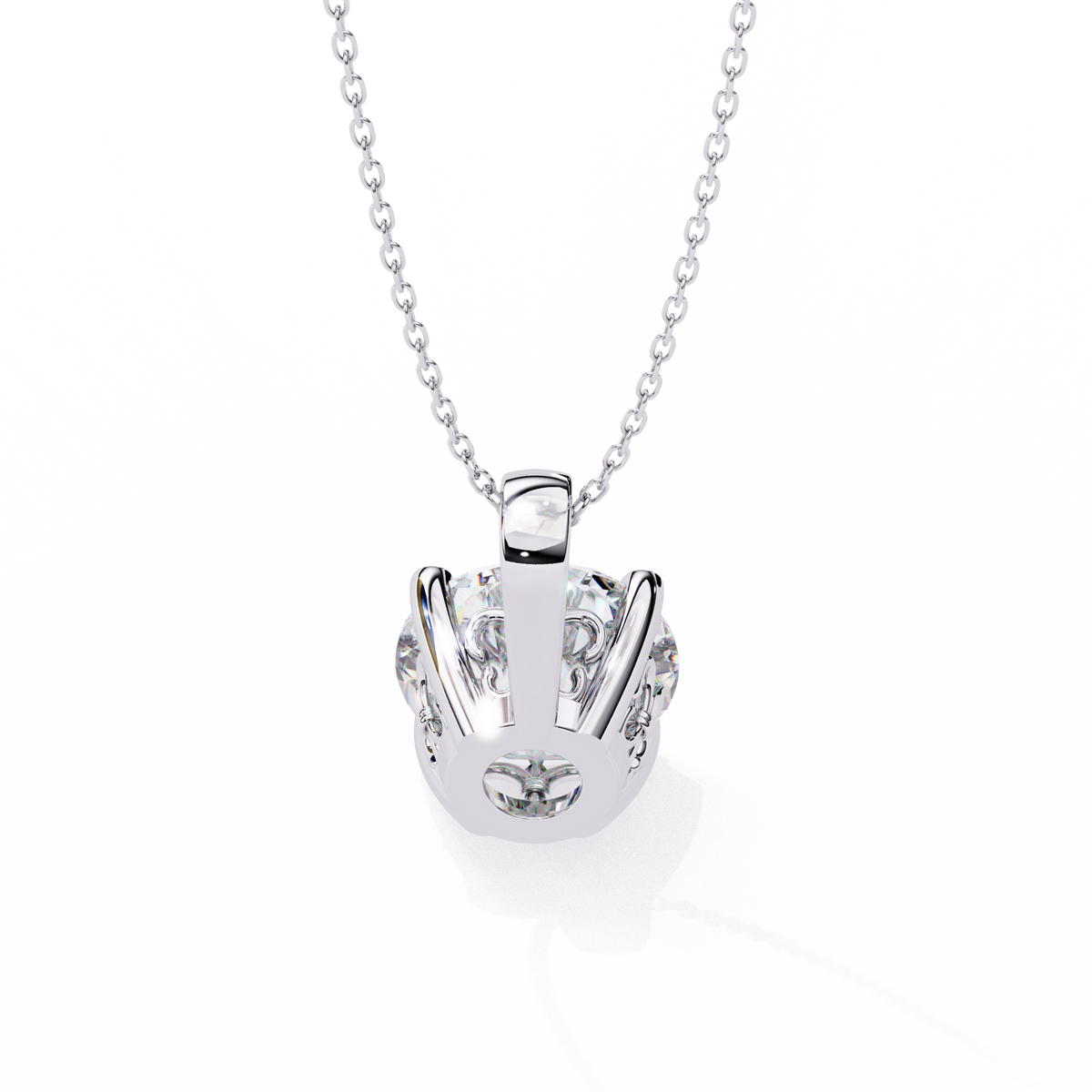 Reverra 14K Round Diamond Solitaire Pendant Necklace, CTTW-3.01