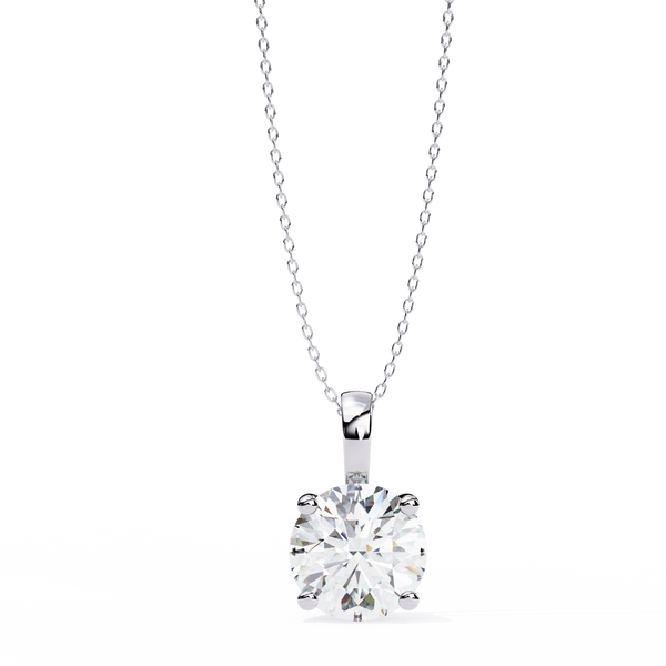 Reverra 14K Gold Cushion Lab Grown Diamond Solitaire Pendant For Women, CTTW-3.01