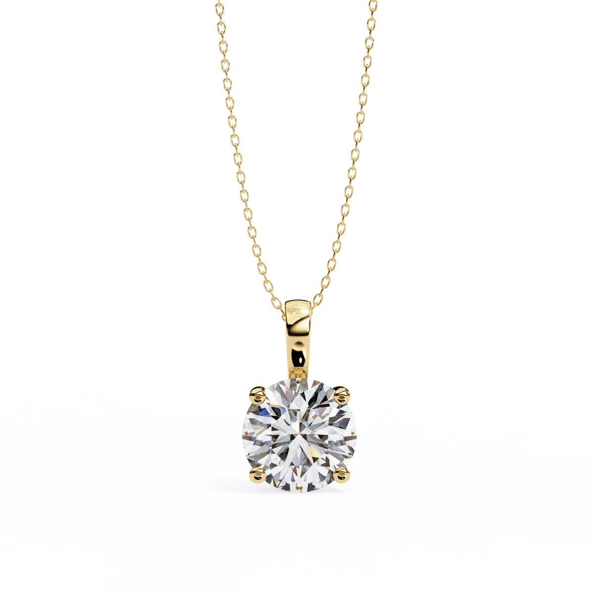 Reverra 14K Round Diamond Solitaire Pendant Necklace, CTTW-3.01