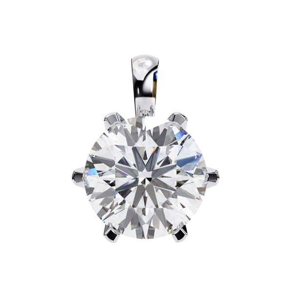 Reverra 14K Gold Round Lab Grown Diamond 6-Prong Solitaire Pendant For Women, CTTW-2.2
