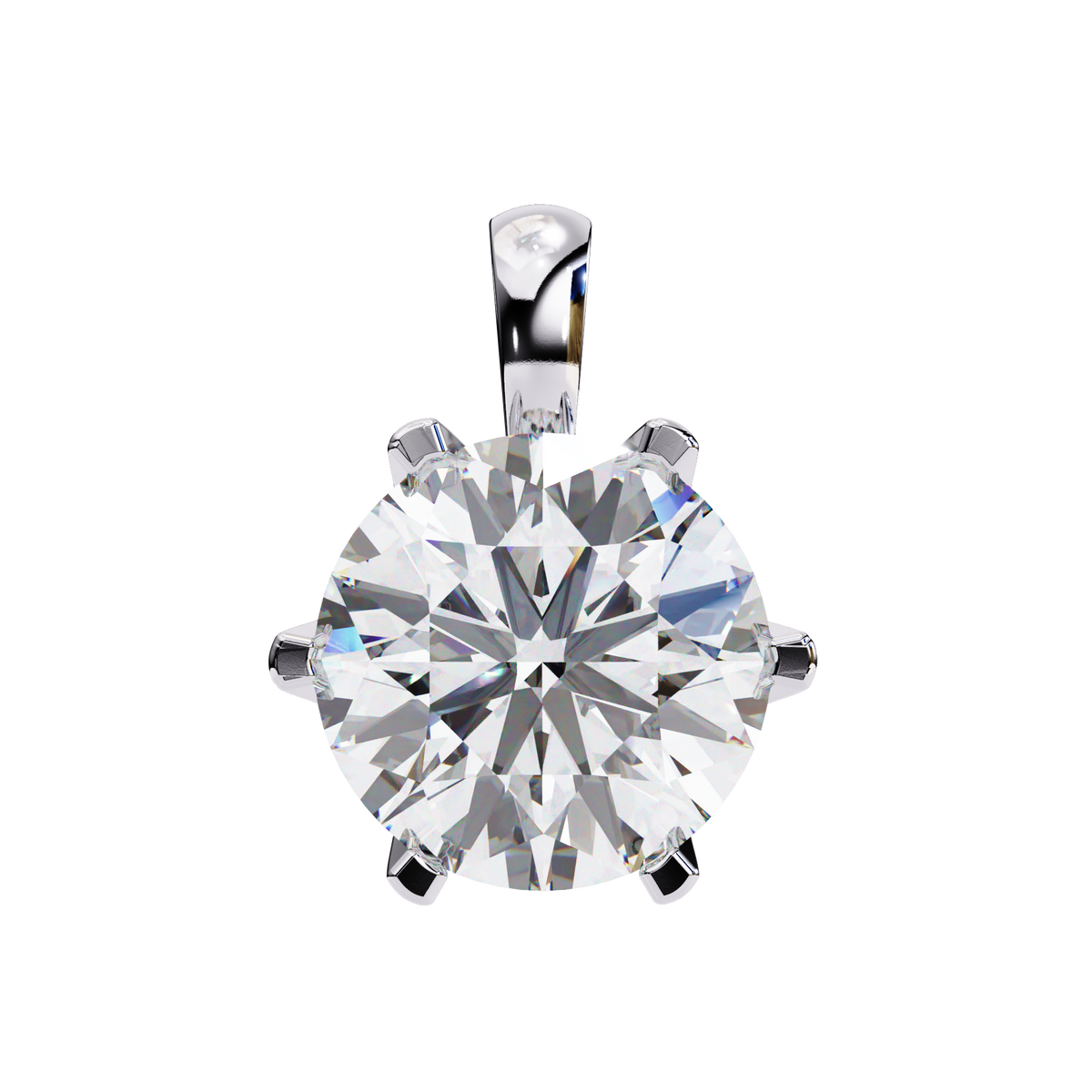 Reverra 14K Round Diamond 6-Prong Solitaire Pendant, CTTW-2.2