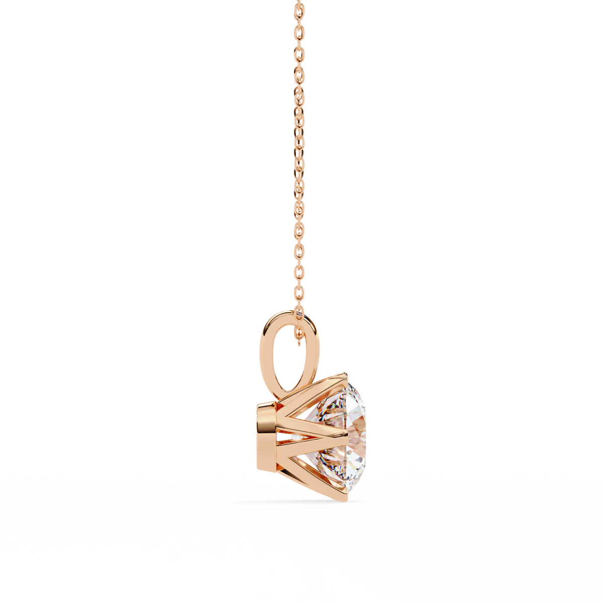 Reverra 14K Round Diamond 6-Prong Solitaire Pendant, CTTW-2.2