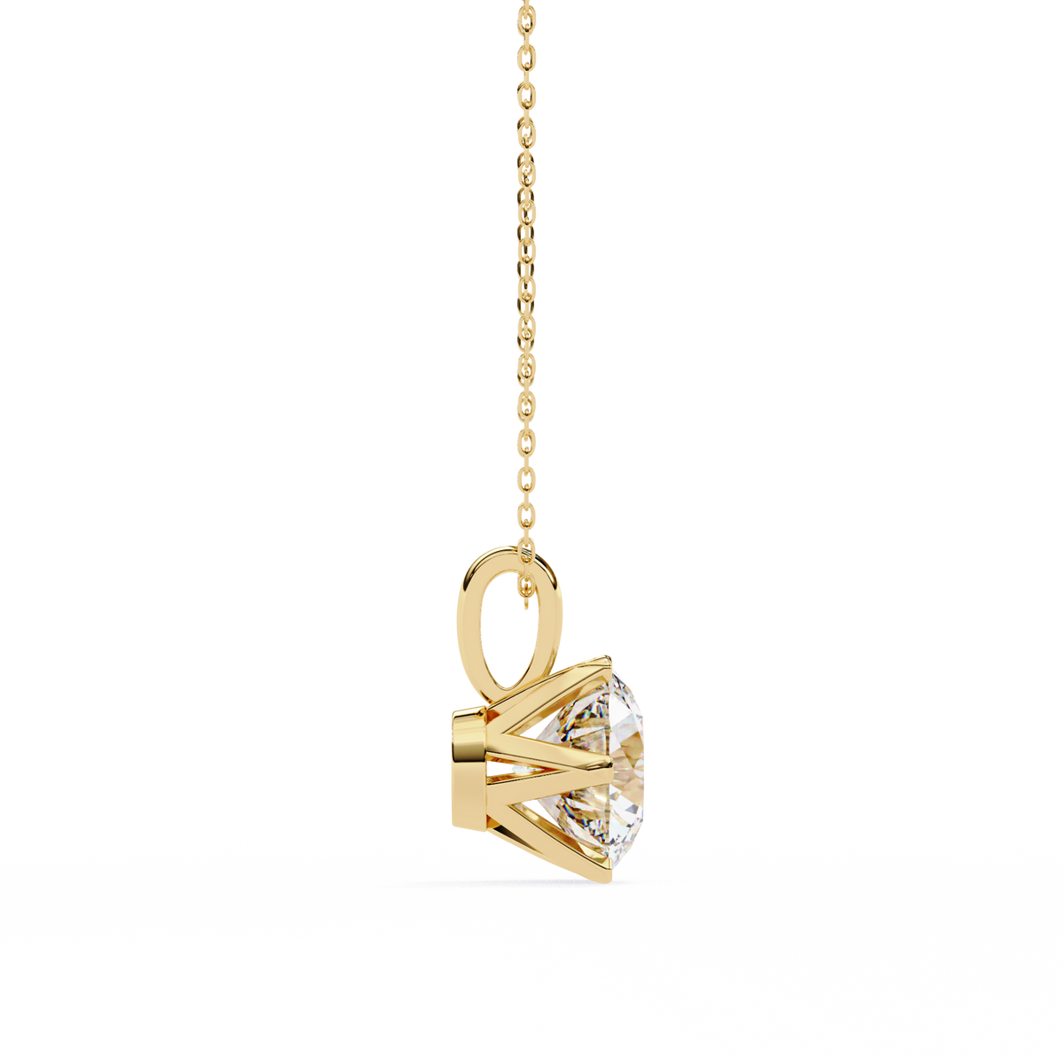 Reverra 14K Round Diamond 6-Prong Solitaire Pendant, CTTW-2.2