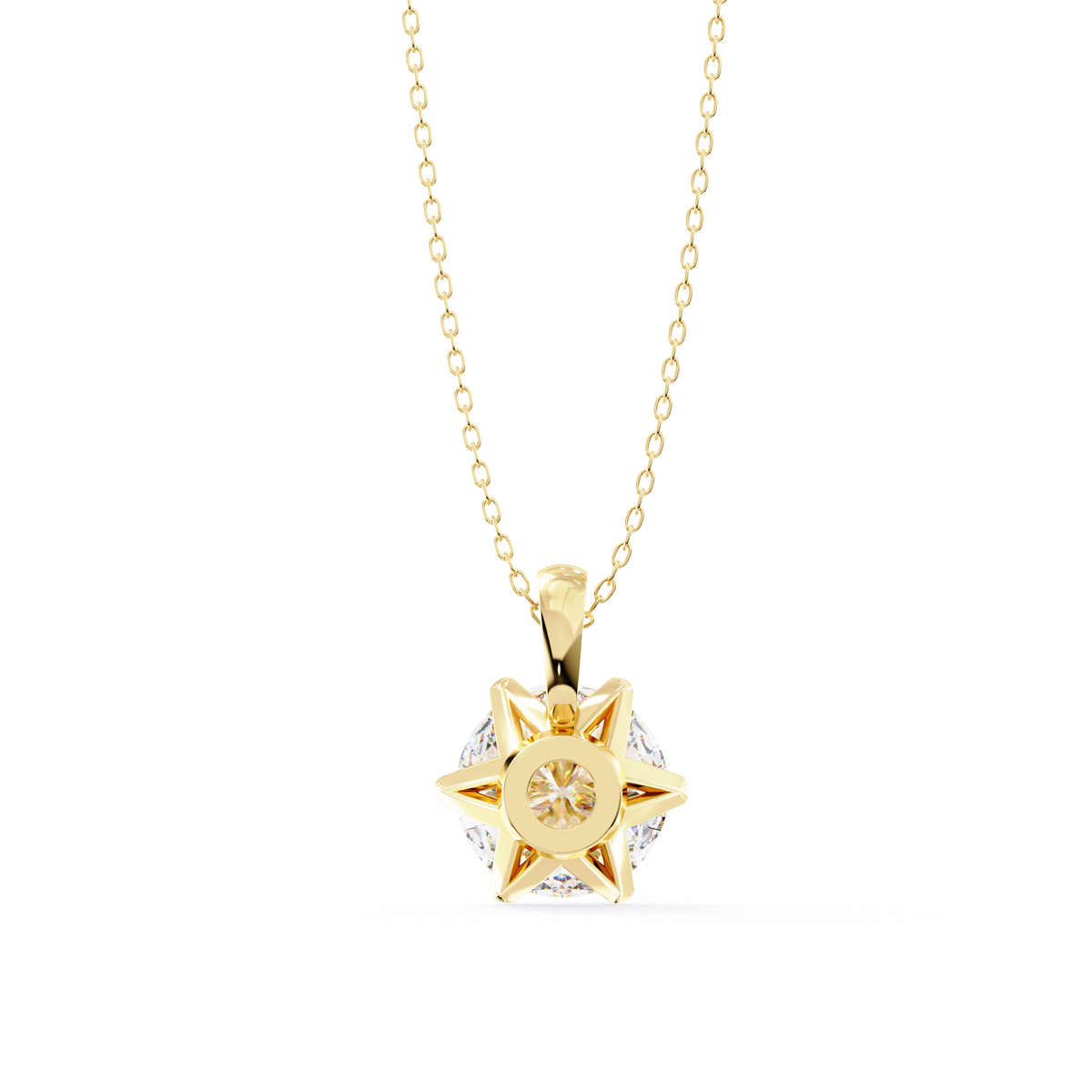 Reverra 14K Round Diamond 6-Prong Solitaire Pendant, CTTW-2.2