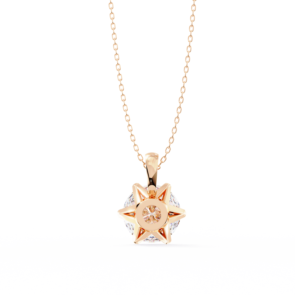 Reverra 14K Round Diamond 6-Prong Solitaire Pendant, CTTW-2.2