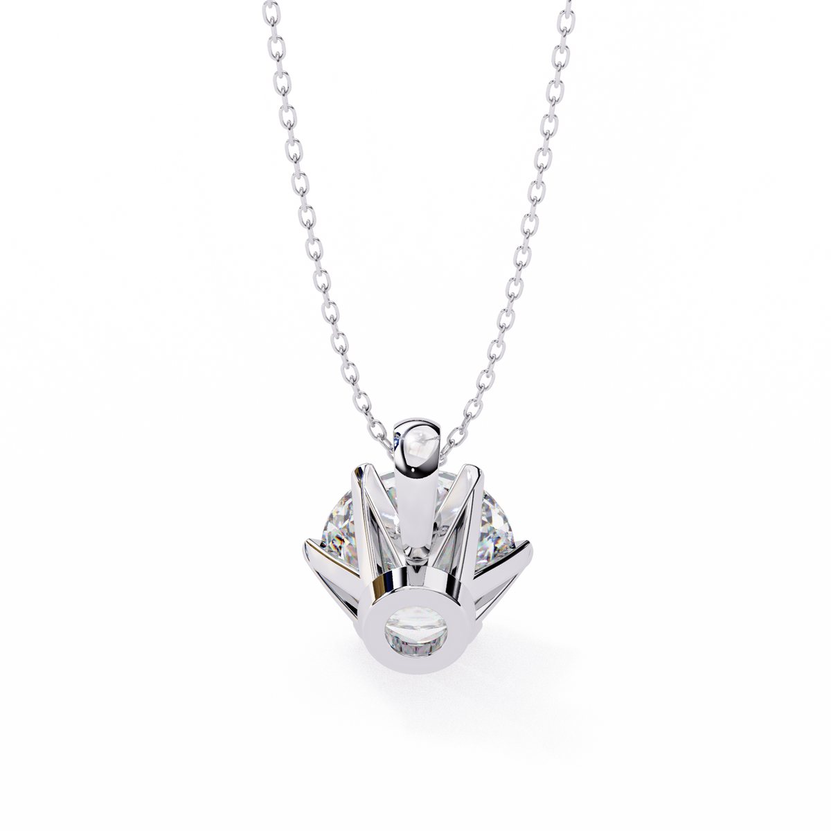 Reverra 14K Round Diamond 6-Prong Solitaire Pendant, CTTW-2.2