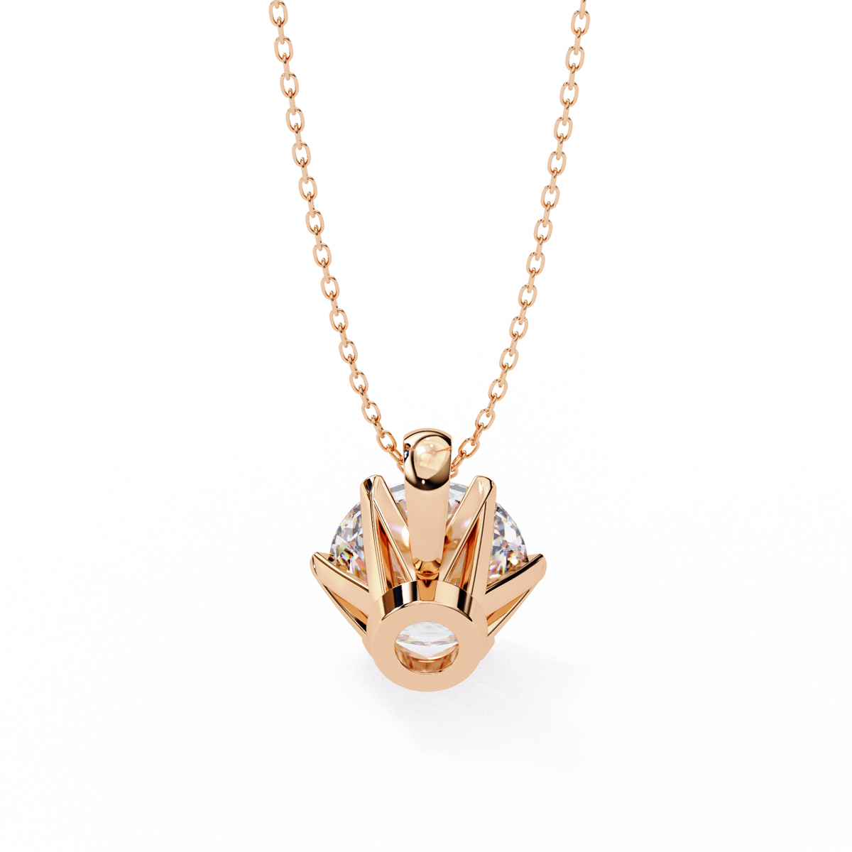 Reverra 14K Round Diamond 6-Prong Solitaire Pendant, CTTW-2.2