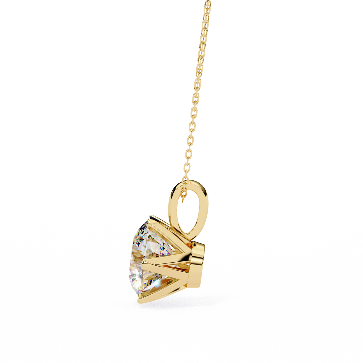 Reverra 14K Round Diamond 6-Prong Solitaire Pendant, CTTW-2.2