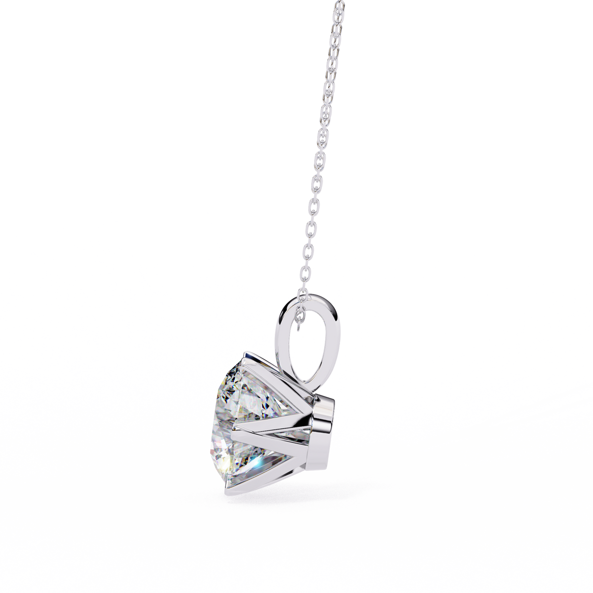 Reverra 14K Round Diamond 6-Prong Solitaire Pendant, CTTW-2.2