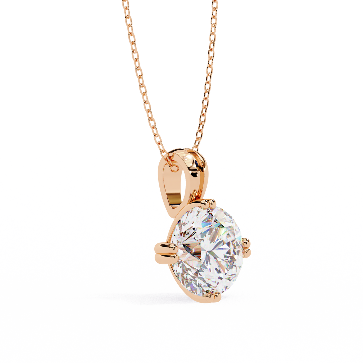 Reverra 14K Round Diamond Cluster Prong Pendant, CTTW-1.98