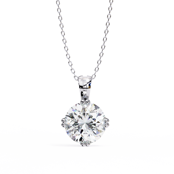 Reverra 14K Gold Round Lab Grown Diamond Cluster Prong Pendant For Women, CTTW-1.98