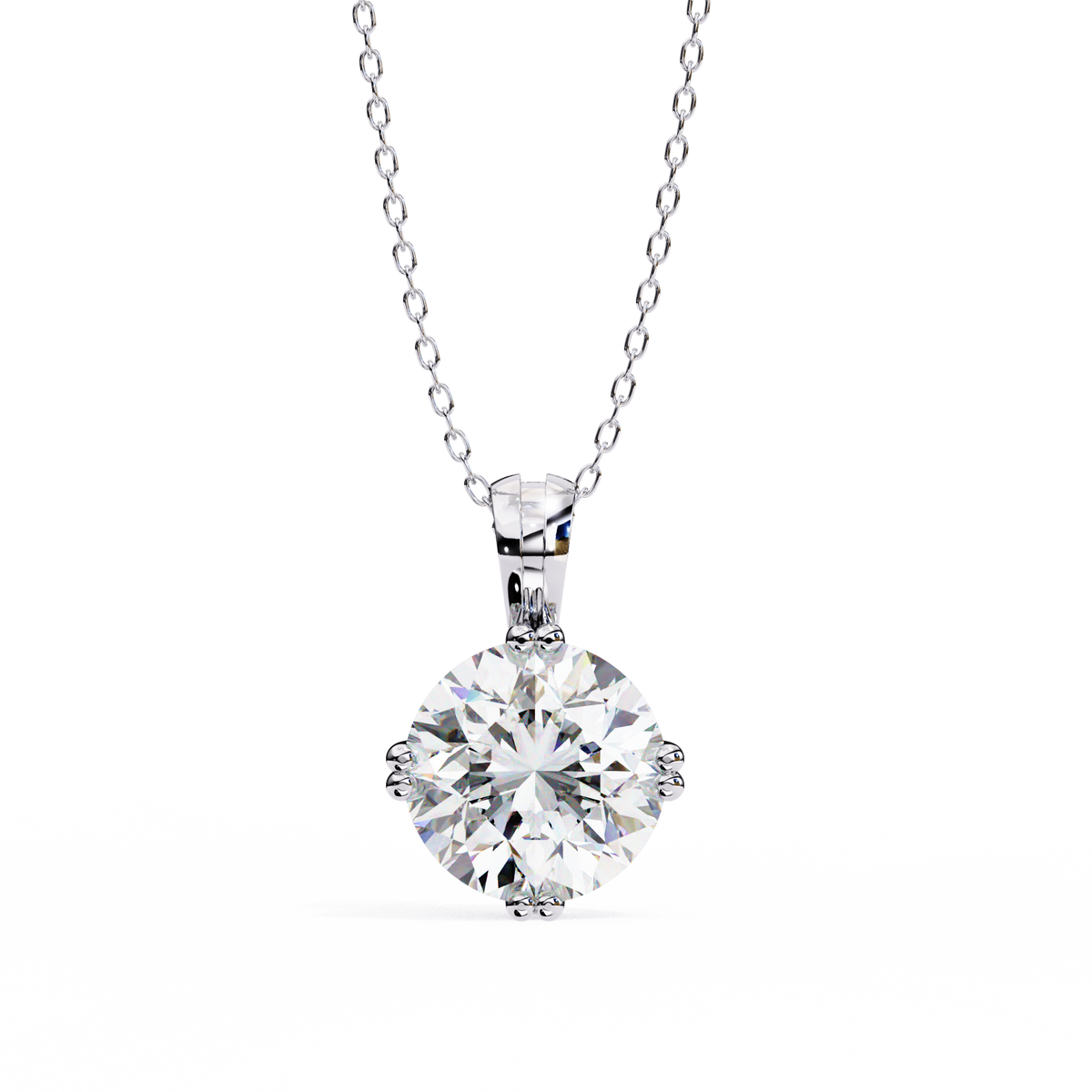 Reverra 14K Round Diamond Cluster Prong Pendant, CTTW-1.98