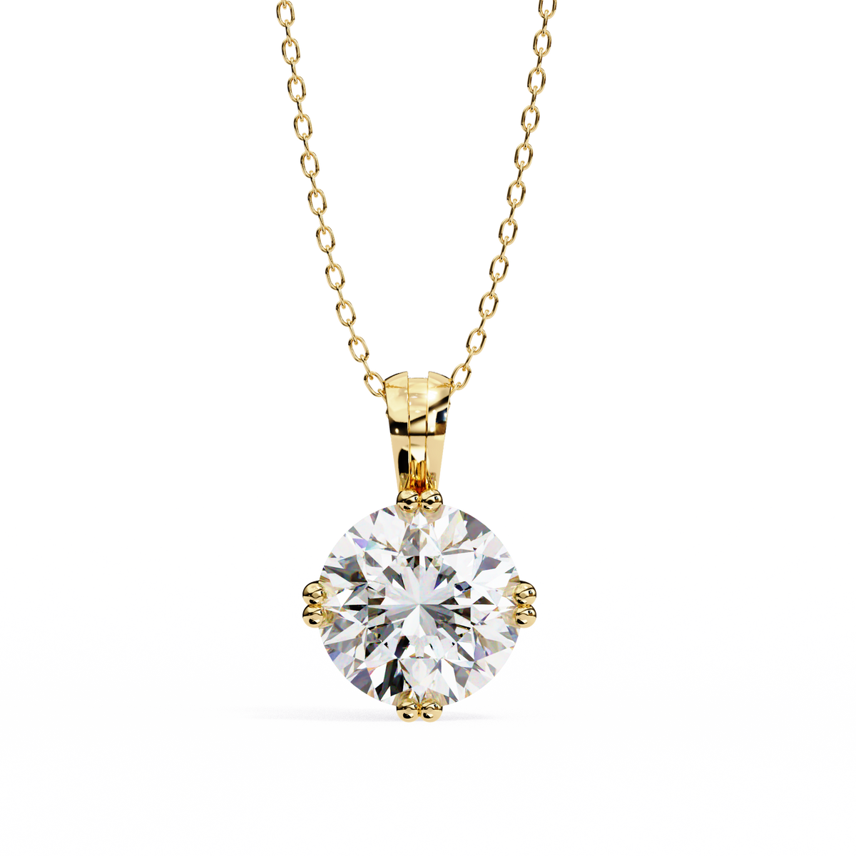 Reverra 14K Gold Round Lab Grown Diamond Cluster Prong Pendant For Women, CTTW-1.98