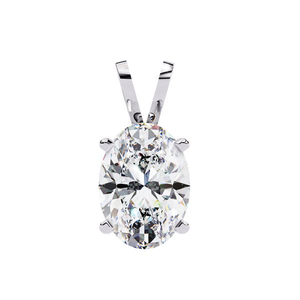 Reverra 14K Gold Oval Lab Grown Diamond Solitaire Pendant For Women, CTTW-2.48