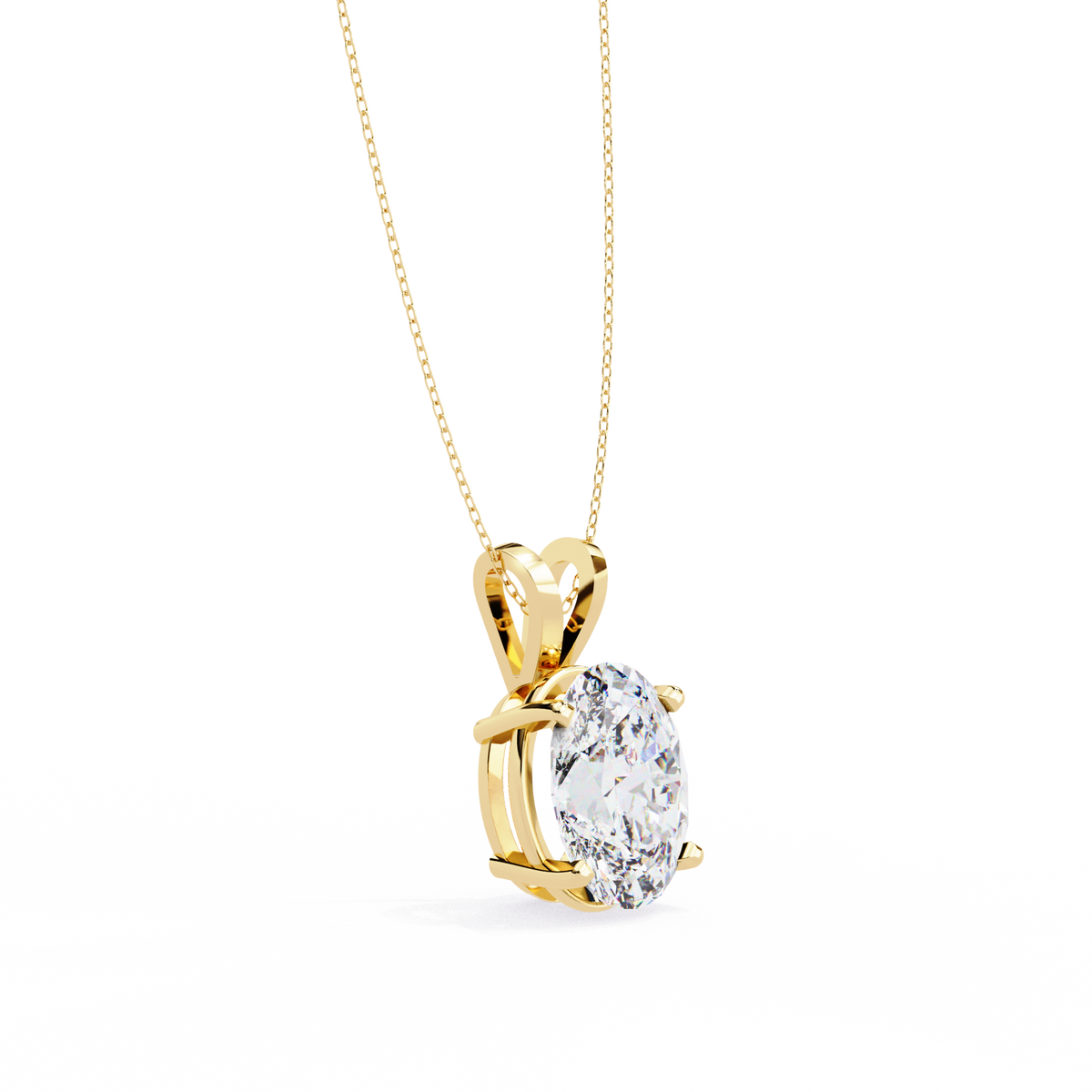 Reverra 14K Oval Diamond Solitaire Pendant Necklace, CTTW-2.48