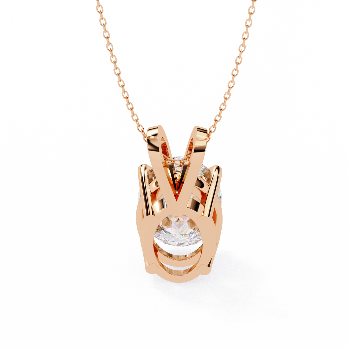 Reverra 14K Oval Diamond Solitaire Pendant Necklace, CTTW-2.48