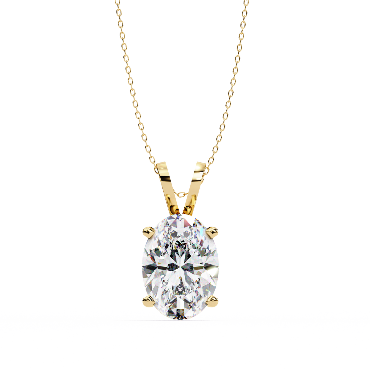 Reverra 14K Oval Diamond Solitaire Pendant Necklace, CTTW-2.48