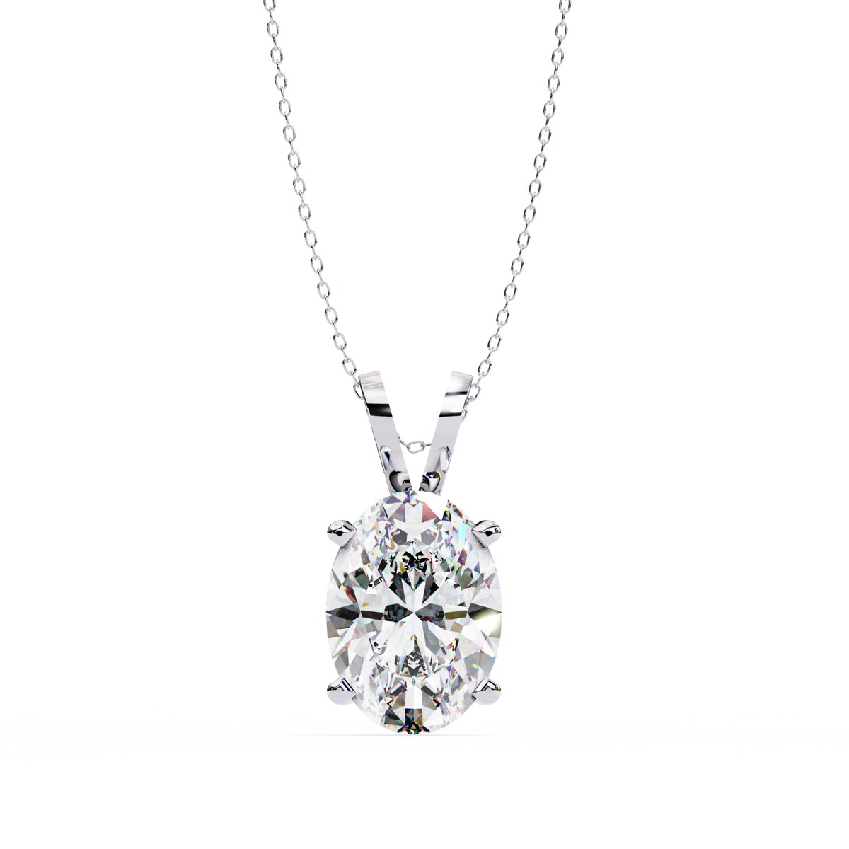 Reverra 14K Oval Diamond Solitaire Pendant Necklace, CTTW-2.48
