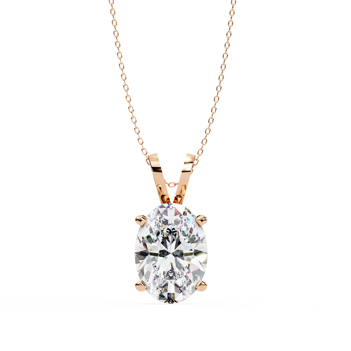 Reverra 14K Oval Diamond Solitaire Pendant Necklace, CTTW-2.48