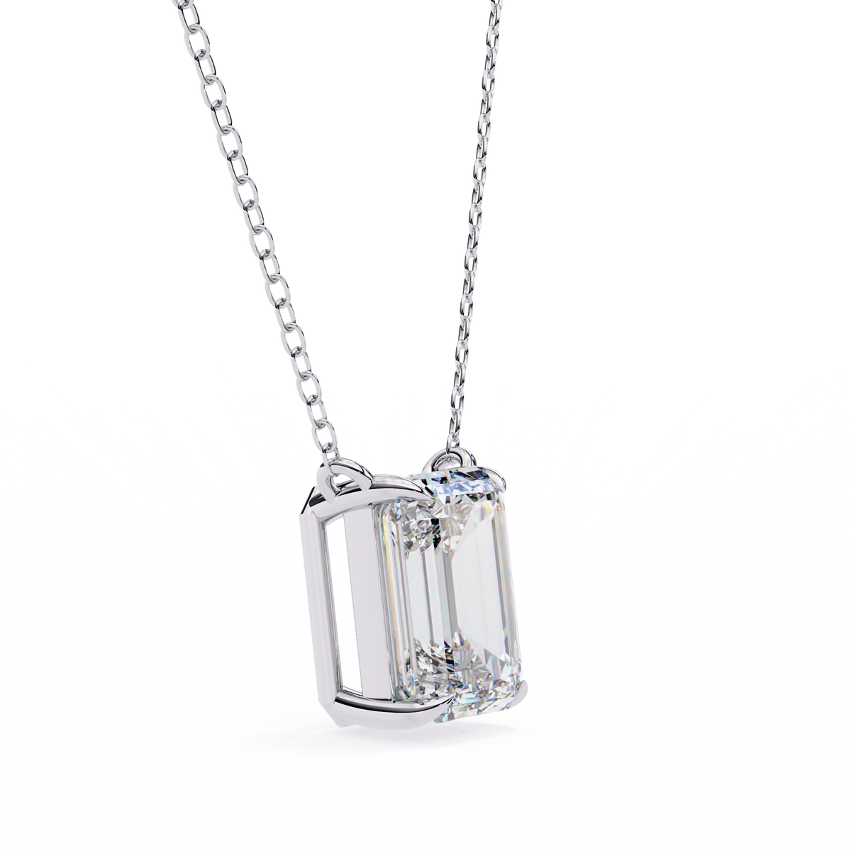 Reverra 14K Radiant Diamond Bezel Pendant Necklace, CTTW-1.03