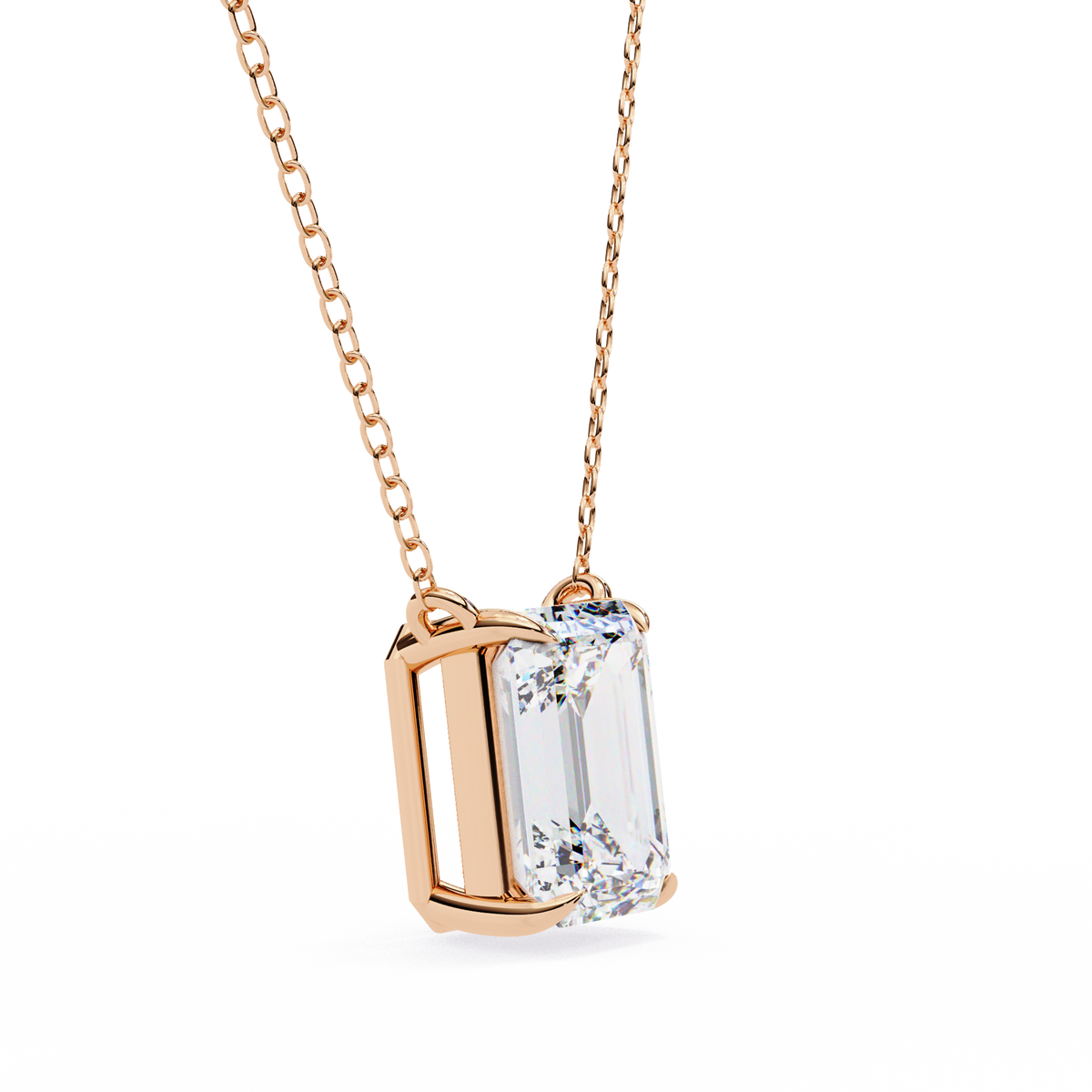 Reverra 14K Radiant Diamond Bezel Pendant Necklace, CTTW-1.03