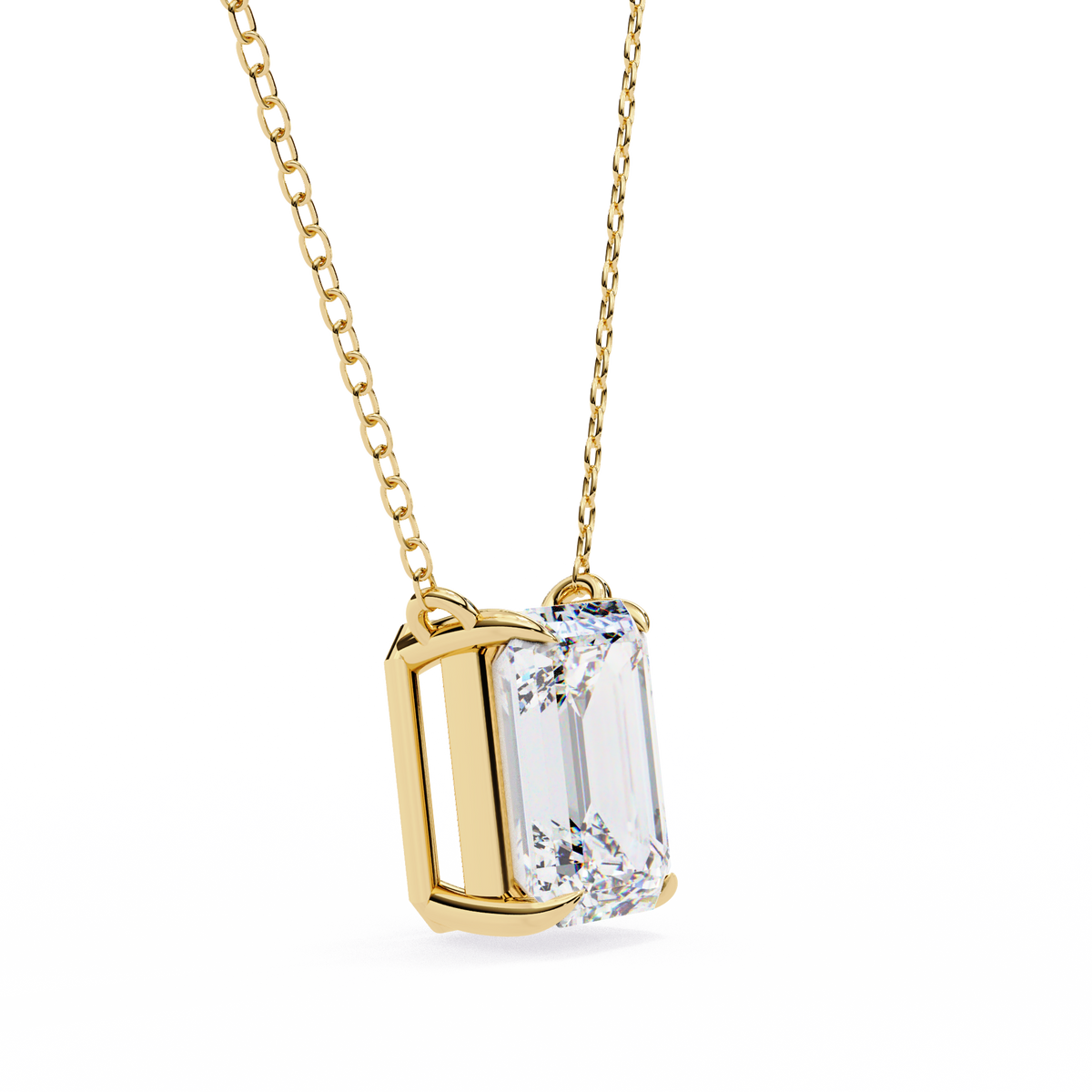 Reverra 14K Radiant Diamond Bezel Pendant Necklace, CTTW-1.03