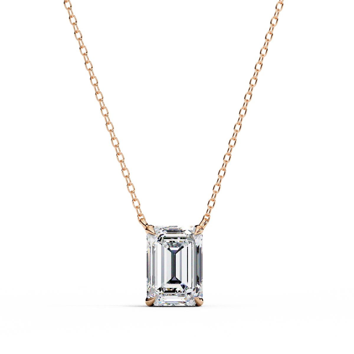 Reverra 14K Radiant Diamond Bezel Pendant Necklace, CTTW-1.03