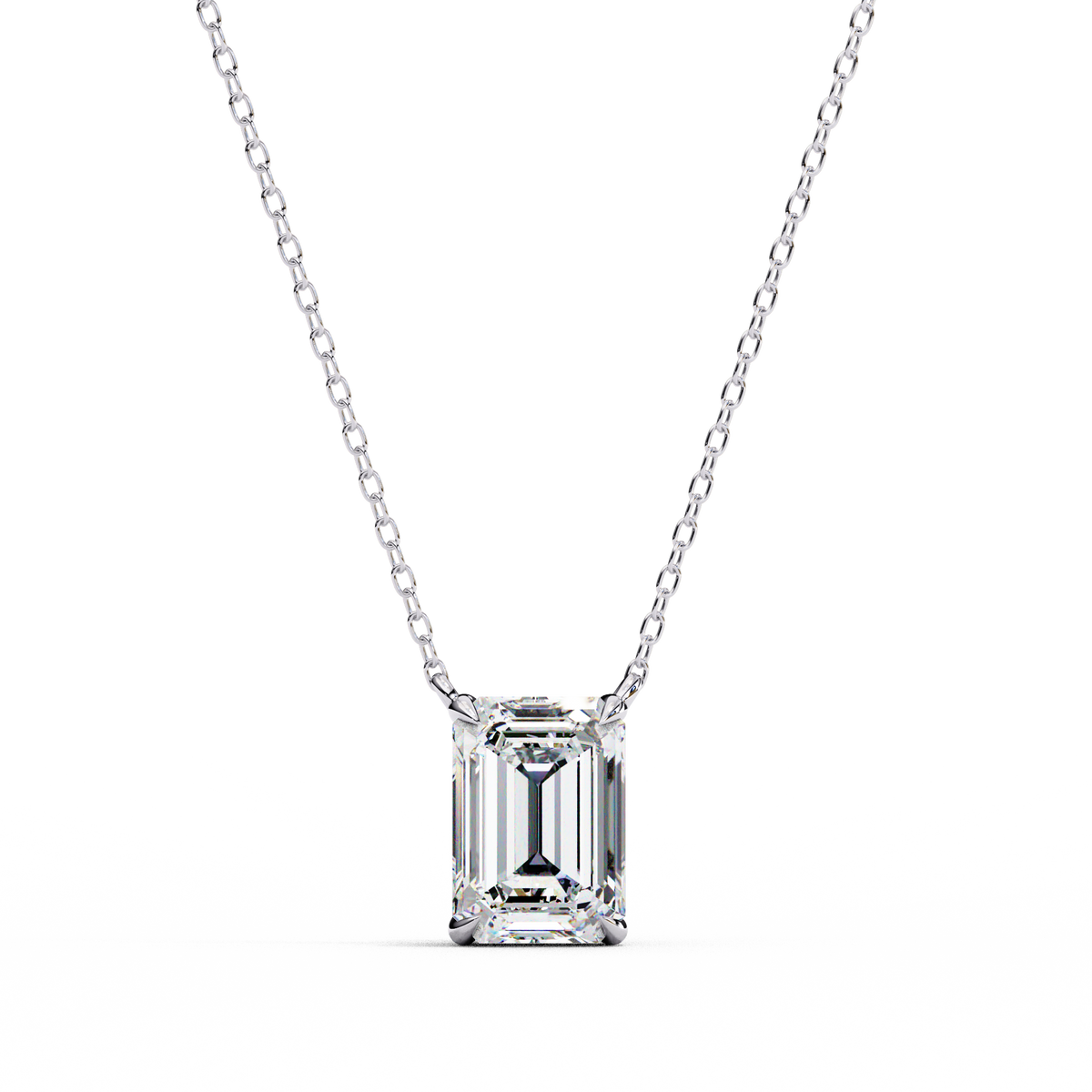 Reverra 14K Radiant Diamond Bezel Pendant Necklace, CTTW-1.03