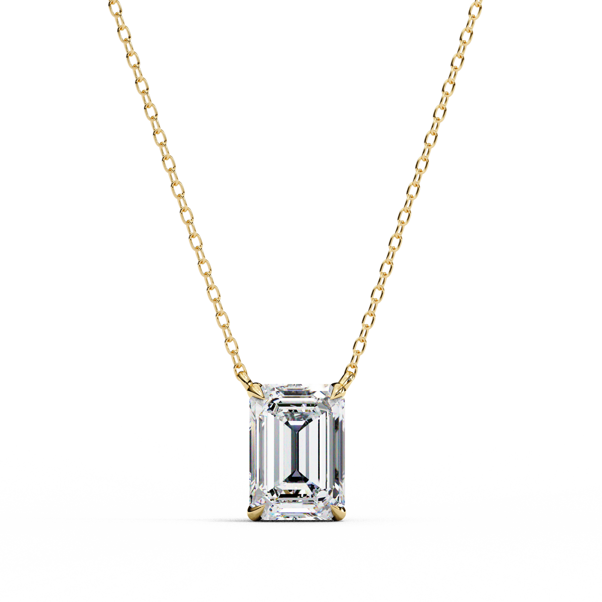 Reverra 14K Radiant Diamond Bezel Pendant Necklace, CTTW-1.03