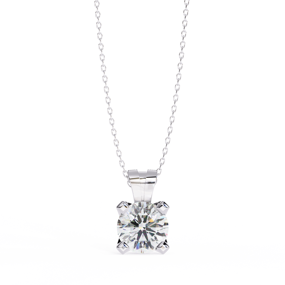 Reverra 14K Round Diamond Solitaire Pendant Necklace, CTTW-2.18
