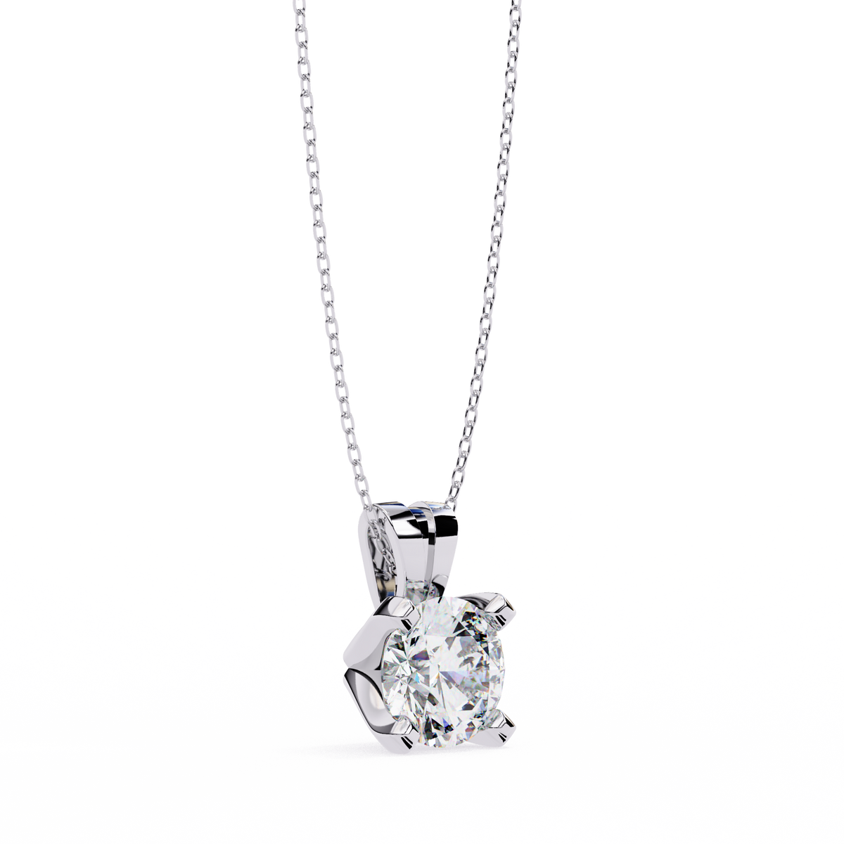 Reverra 14K Round Diamond Solitaire Pendant Necklace, CTTW-2.18