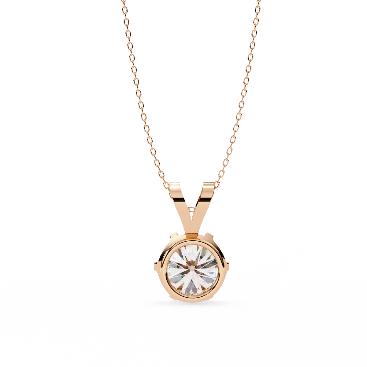 Reverra 14K Round Diamond Six-Prong Pendant Necklace, CTTW-2.14