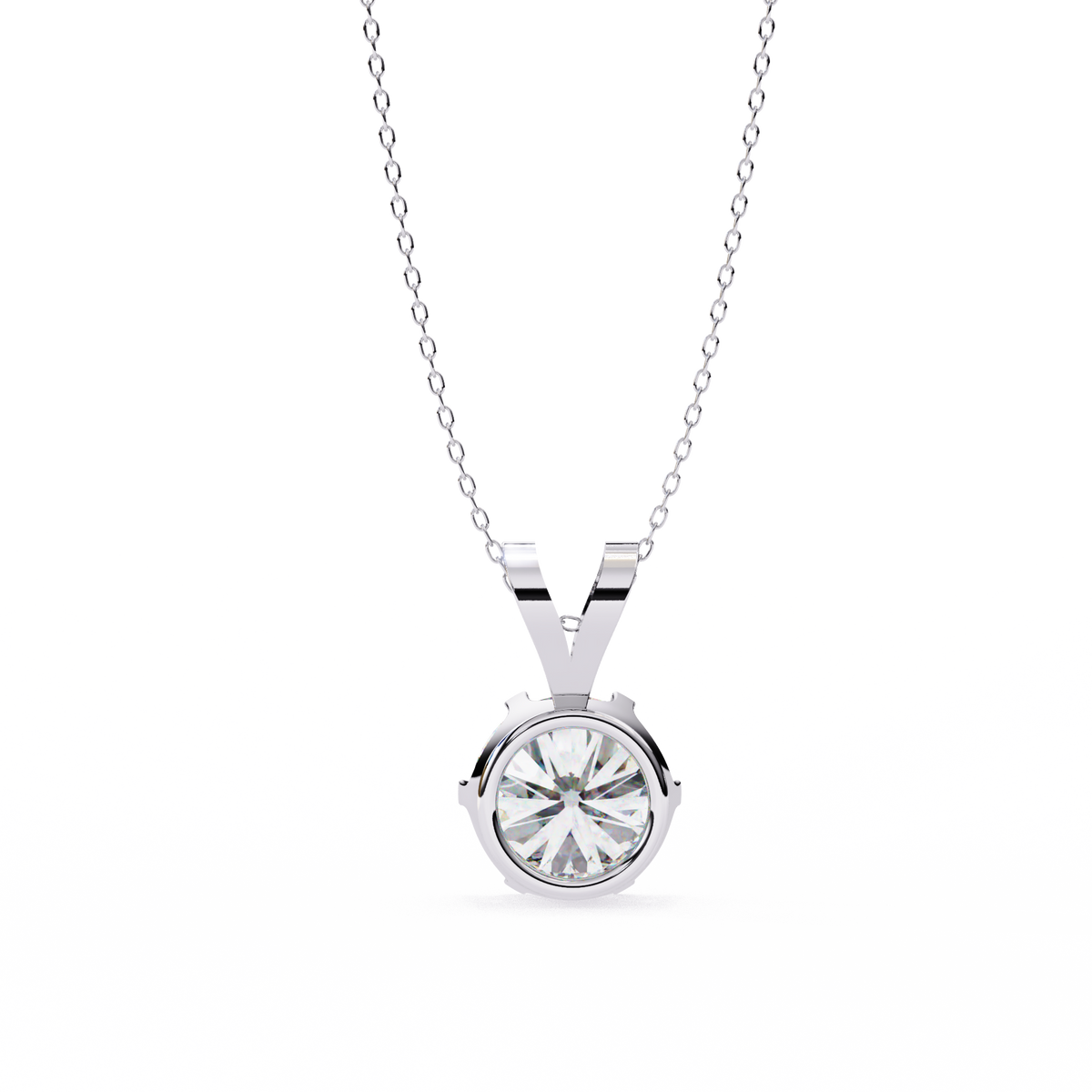 Reverra 14K Round Diamond Six-Prong Pendant Necklace, CTTW-2.14