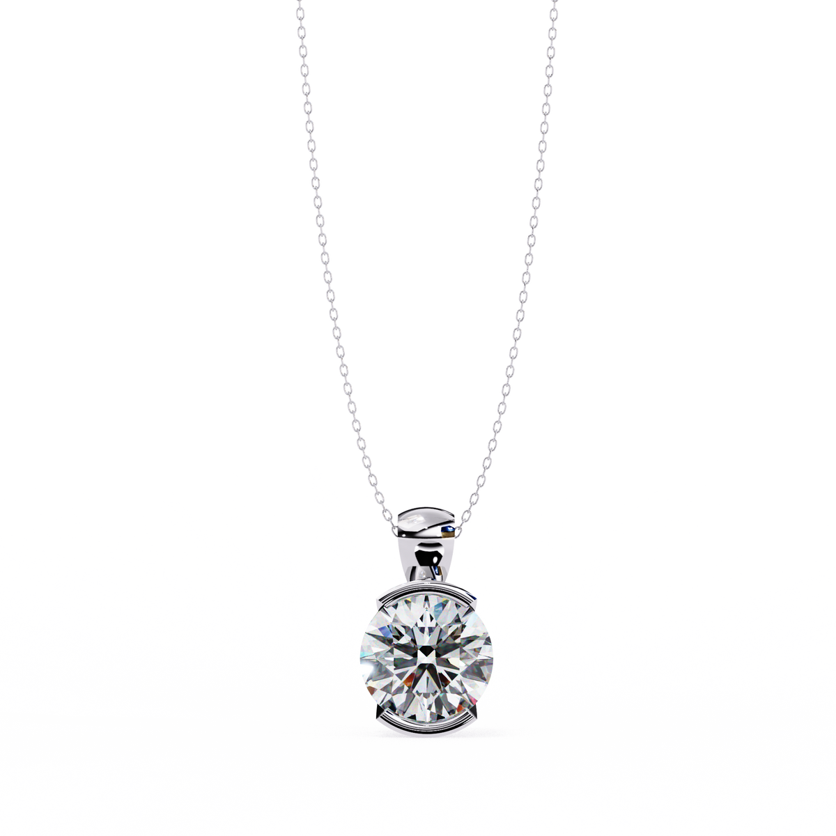 Reverra 14K Round Diamond Bezel Pendant Necklace, CTTW-2.22