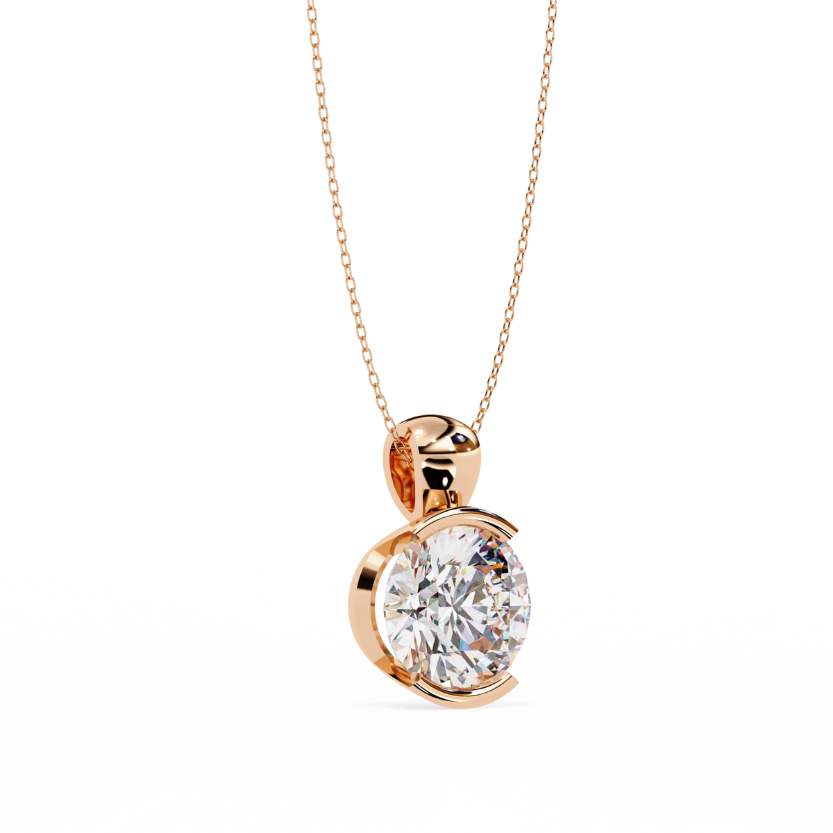 Reverra 14K Round Diamond Bezel Pendant Necklace, CTTW-2.22
