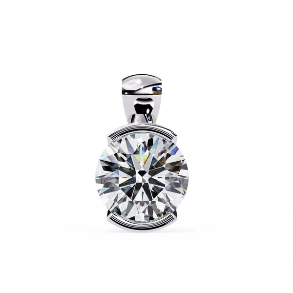 Reverra 14K Gold Round Lab Grown Diamond Bezel Pendant For Women, CTTW-2.22