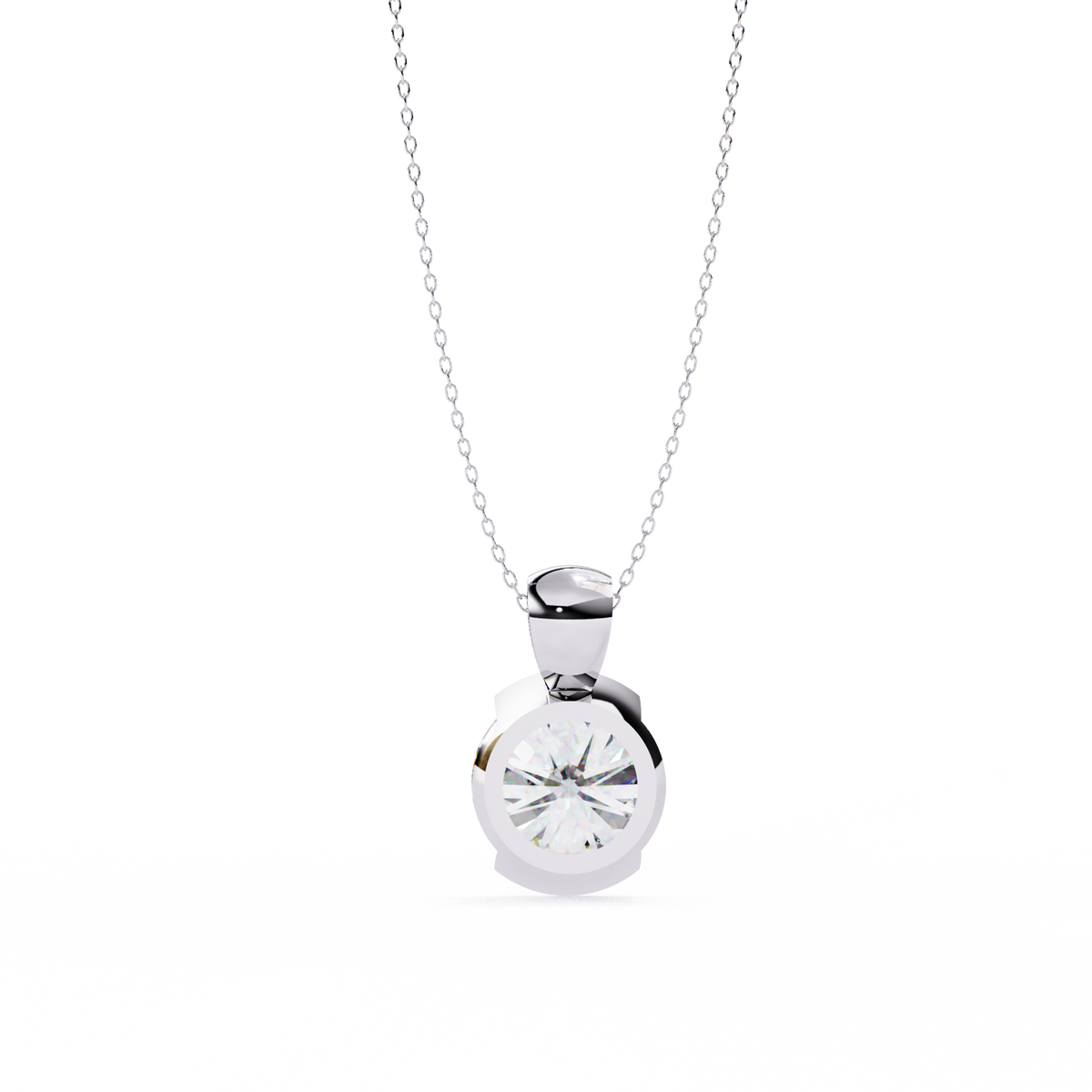 Reverra 14K Round Diamond Bezel Pendant Necklace, CTTW-2.22