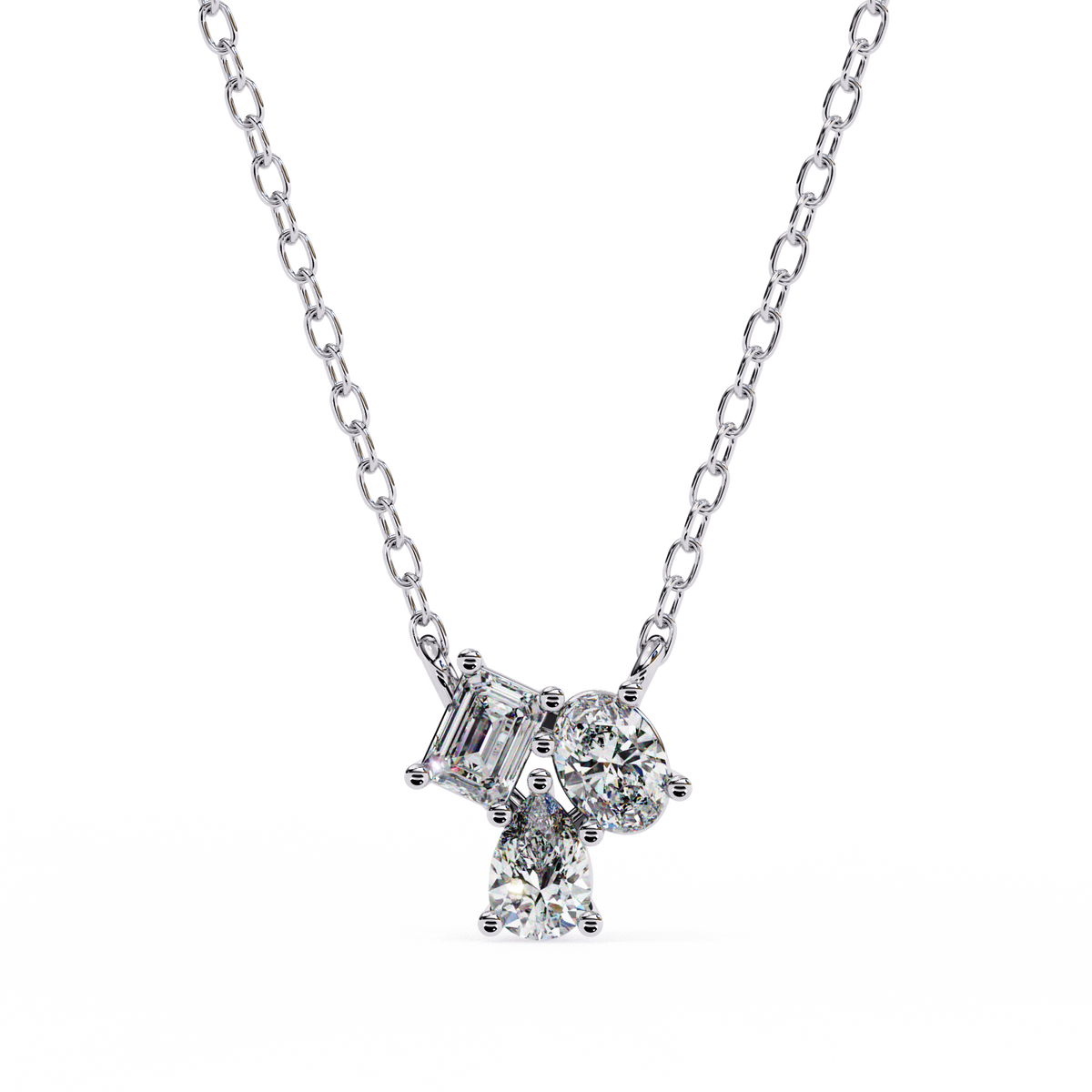 Reverra 14K Trio Diamond Pendant Necklace, CTTW-0.93