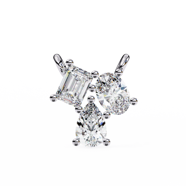 Reverra 14K Gold Oval-Pear-Emerald Lab Grown Diamond Trio Pendant For Women, CTTW-0.93