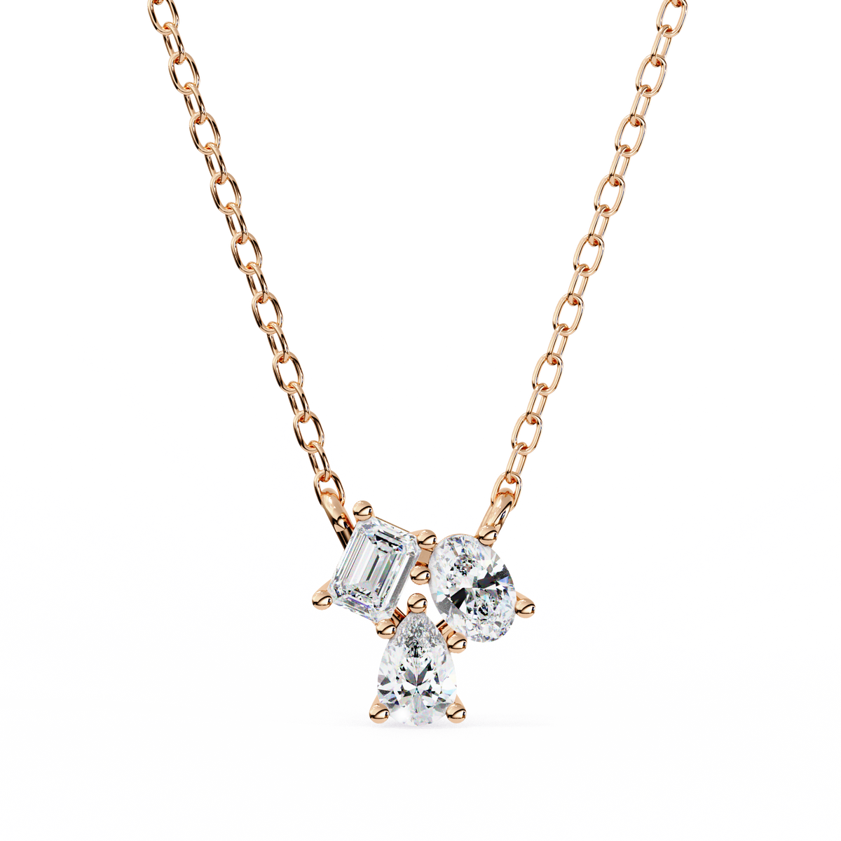 Reverra 14K Trio Diamond Pendant Necklace, CTTW-0.93