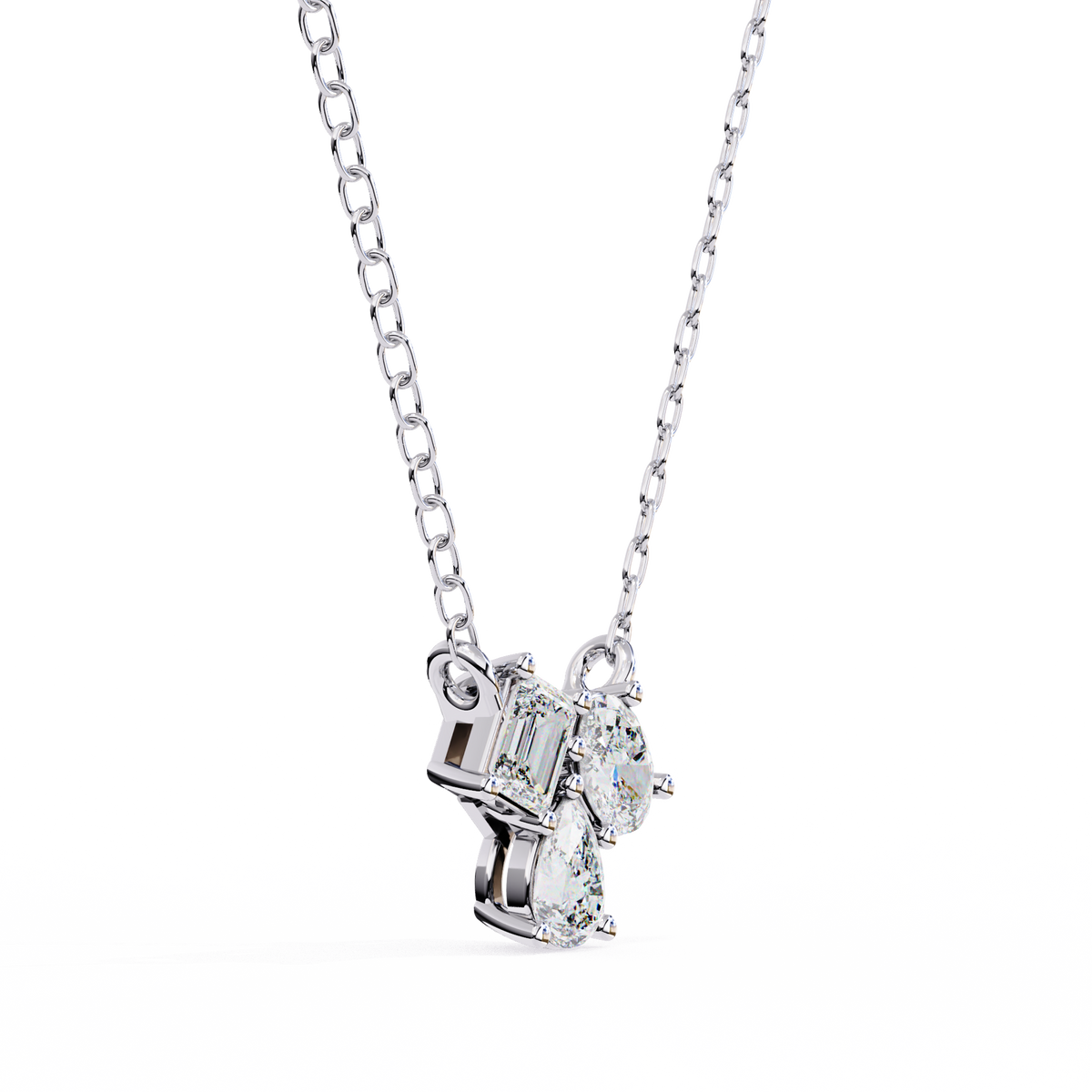 Reverra 14K Trio Diamond Pendant Necklace, CTTW-0.93
