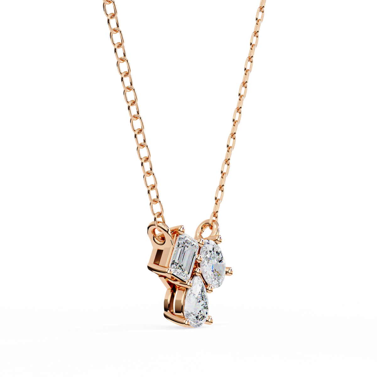 Reverra 14K Trio Diamond Pendant Necklace, CTTW-0.93