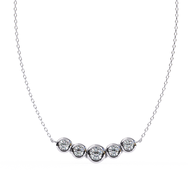 Reverra 14K Gold Round Lab Grown Diamond Bezel Bar Pendant For Women, CTTW-0.26
