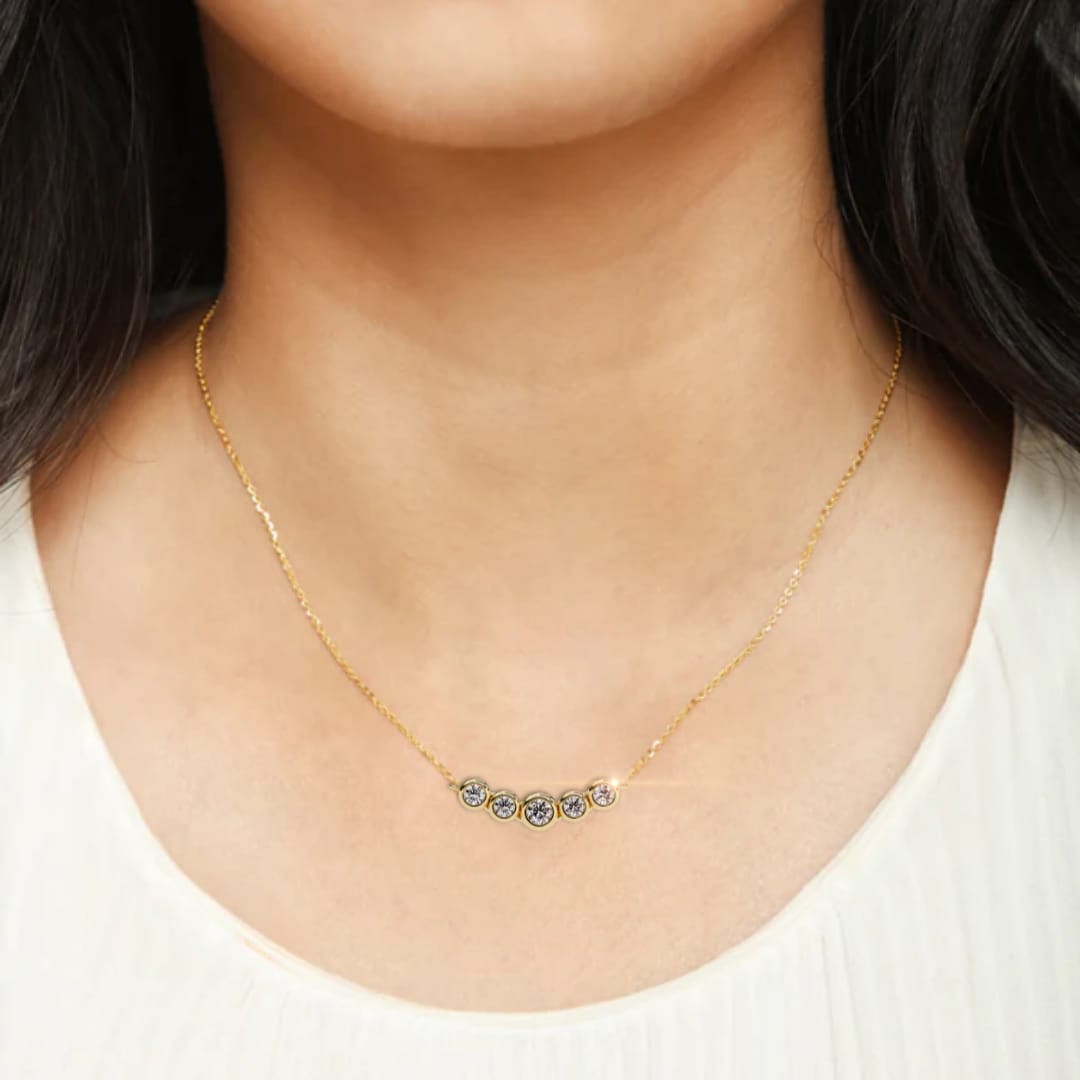 Reverra 14K Diamond Bezel Bar Pendant Necklace, CTTW-0.26