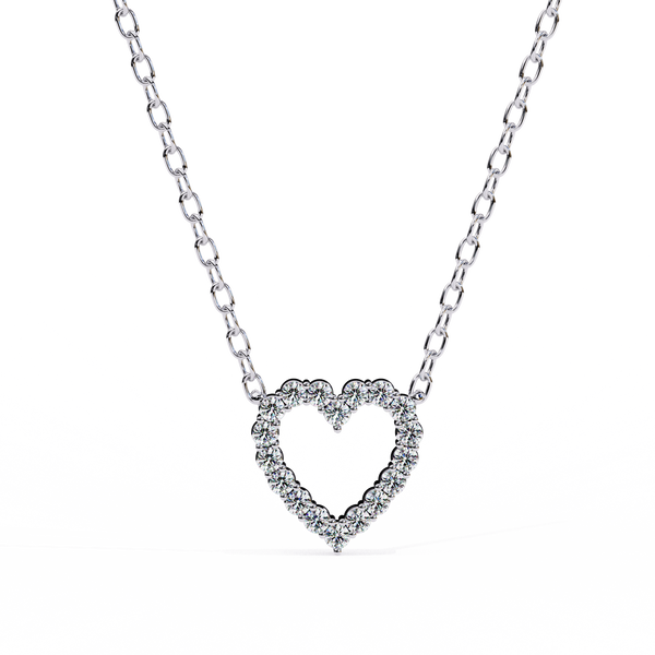 Reverra 14K Gold Round Lab Grown Diamond Heart Pendant For Women, CTTW-0.37