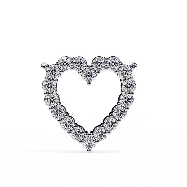 Reverra 14K Gold Round Lab Grown Diamond Heart Pendant For Women, CTTW-0.37