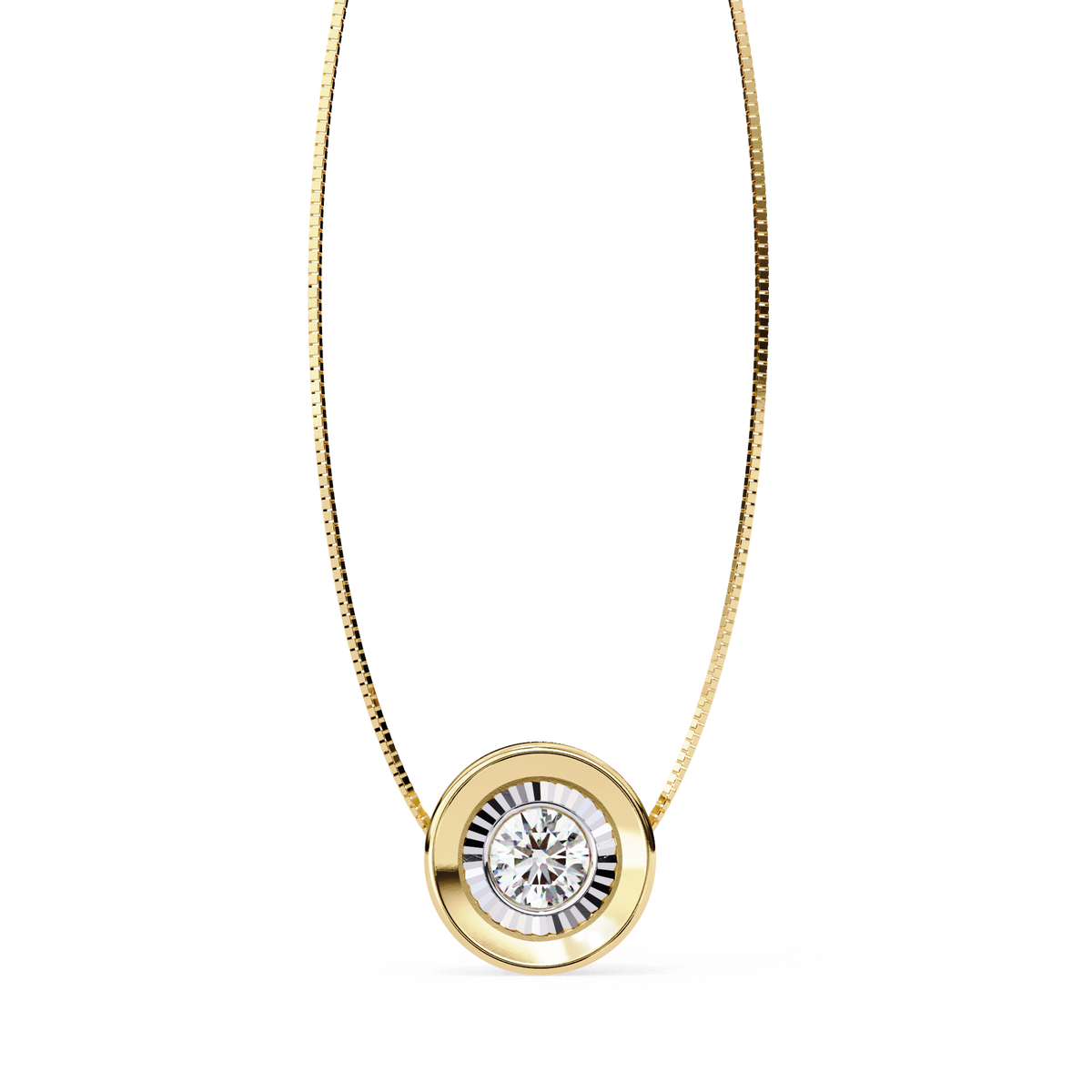 Reverra 14K Gold Round Lab Grown Diamond Bezel Circle Pendant For Women, CTTW-0.26